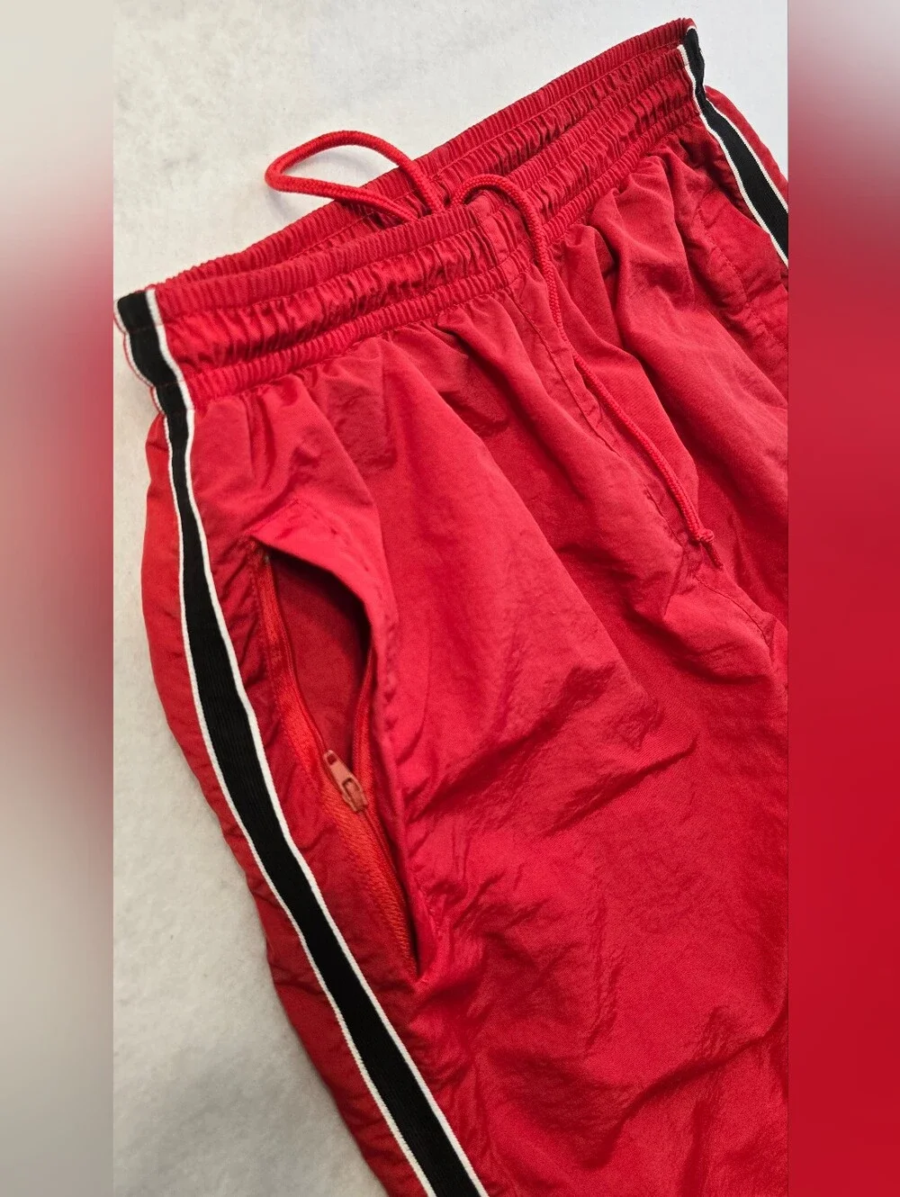 STARTER Red Kids Joggers with Black & White Side Stripes